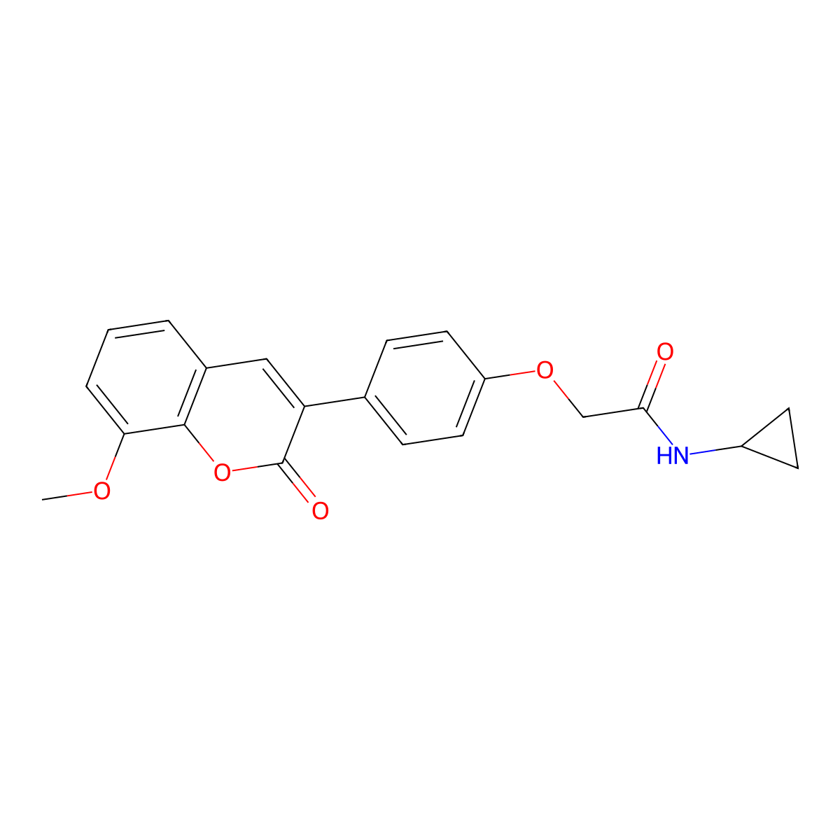 N-cyclopropyl-2-[4-(8-methoxy-2-oxo-2H-chromen-3-yl)phenoxy]acetamide molecular structure, CAS 1010878-25-7