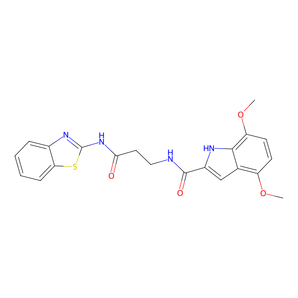 N~2~-[3-(1,3-benzothiazol-2-ylamino)-3-oxopropyl]-4,7-dimethoxy-1H-indole-2-carboxamide molecular structure, CAS 1010878-40-6