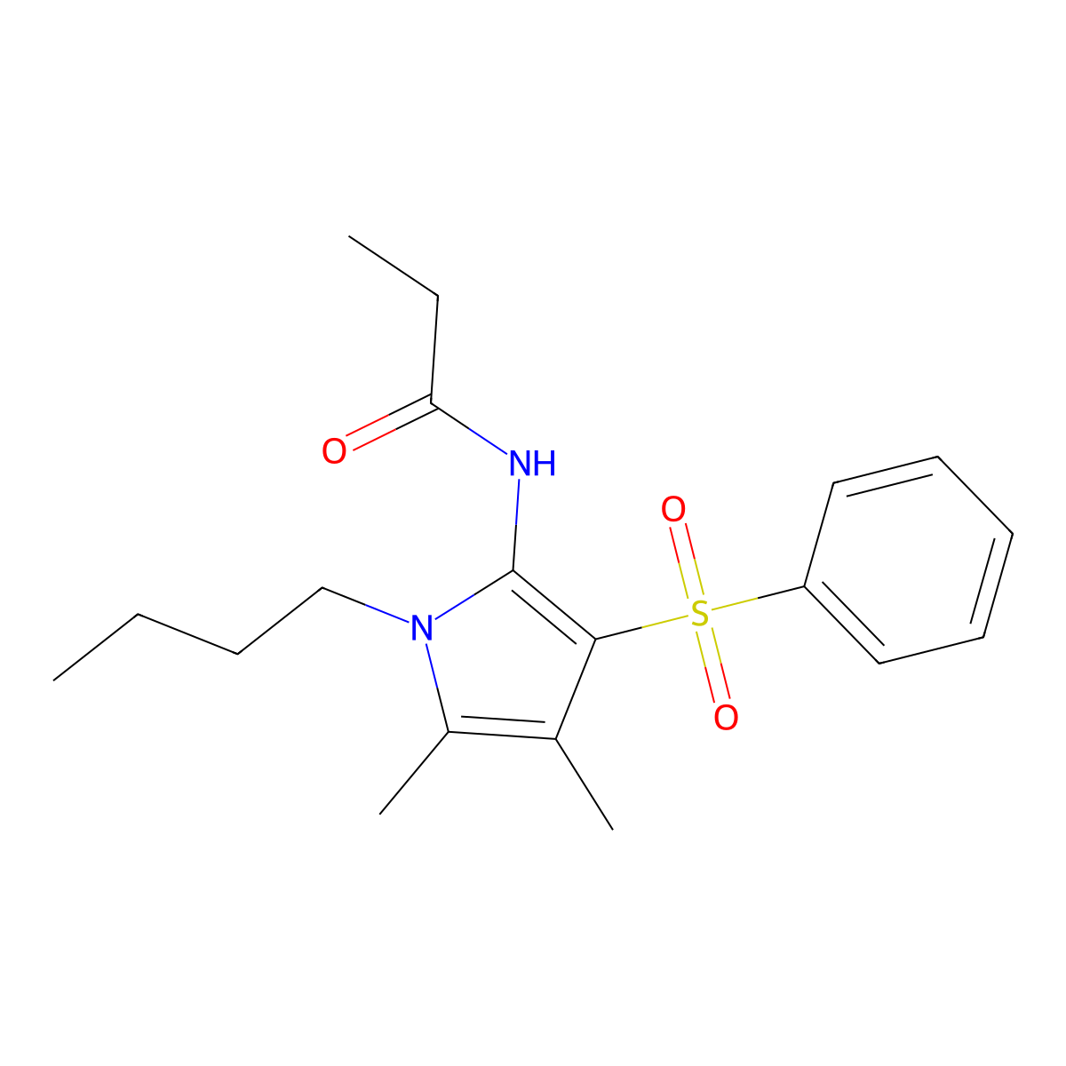 N-[1-butyl-4,5-dimethyl-3-(phenylsulfonyl)-1H-pyrrol-2-yl]propanamide molecular structure, CAS 1010878-51-9