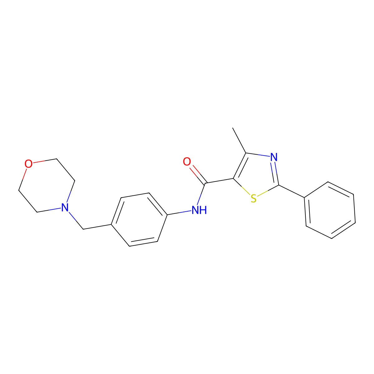 4-methyl-N~5~-[4-(morpholinomethyl)phenyl]-2-phenyl-1,3-thiazole-5-carboxamide molecular structure, CAS 1010878-60-0