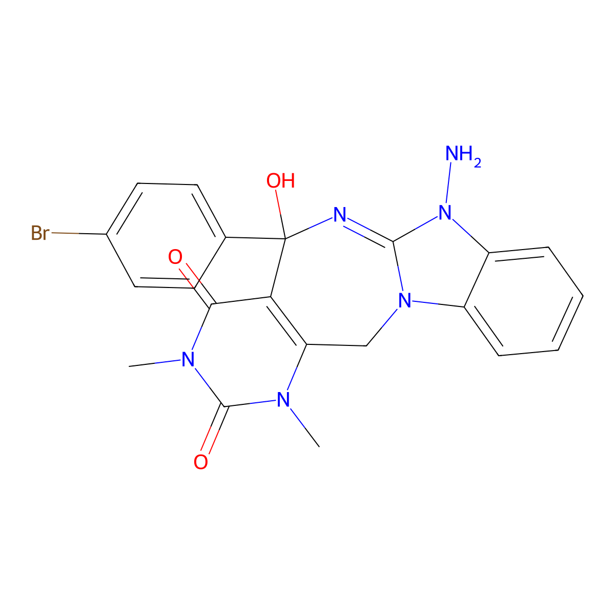 7-amino-5-(4-bromophenyl)-5-hydroxy-1,3-dimethyl-7,13-dihydro-1H-benzo[4,5]imidazo[1,2-a]pyrimido[5,4-e][1,3]diazepine-2,4(3H,5H)-dione molecular structure, CAS 1010878-68-8