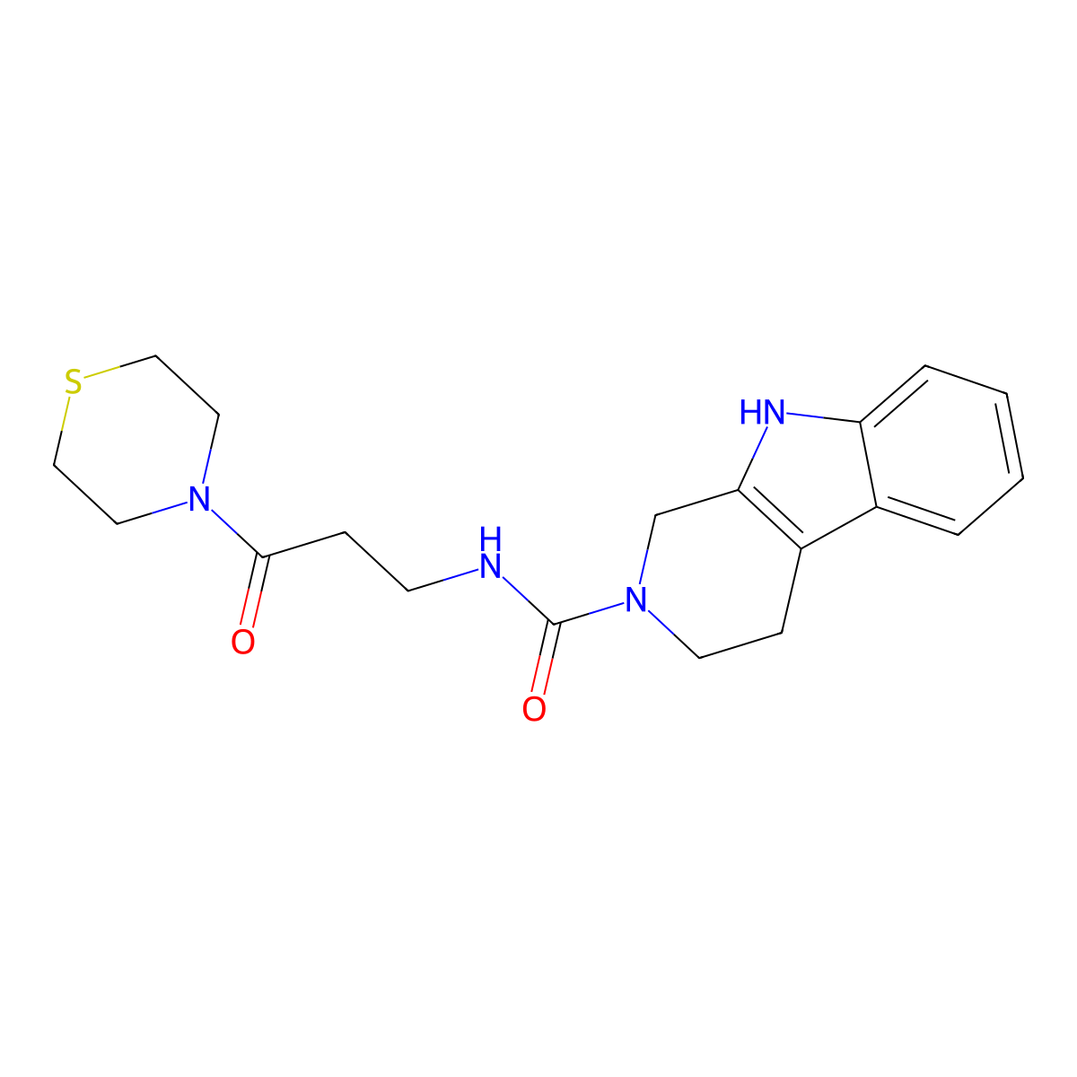 N-[3-oxo-3-(thiomorpholin-4-yl)propyl]-1,3,4,9-tetrahydro-2H-beta-carboline-2-carboxamide molecular structure, CAS 1010878-78-0