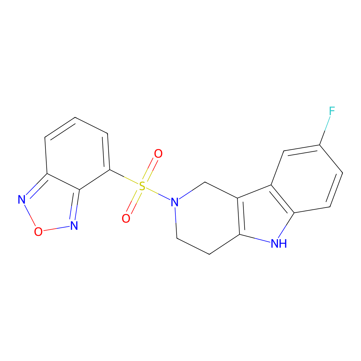 2-(2,1,3-benzoxadiazol-4-ylsulfonyl)-8-fluoro-2,3,4,5-tetrahydro-1H-pyrido[4,3-b]indole molecular structure, CAS 1010878-81-5