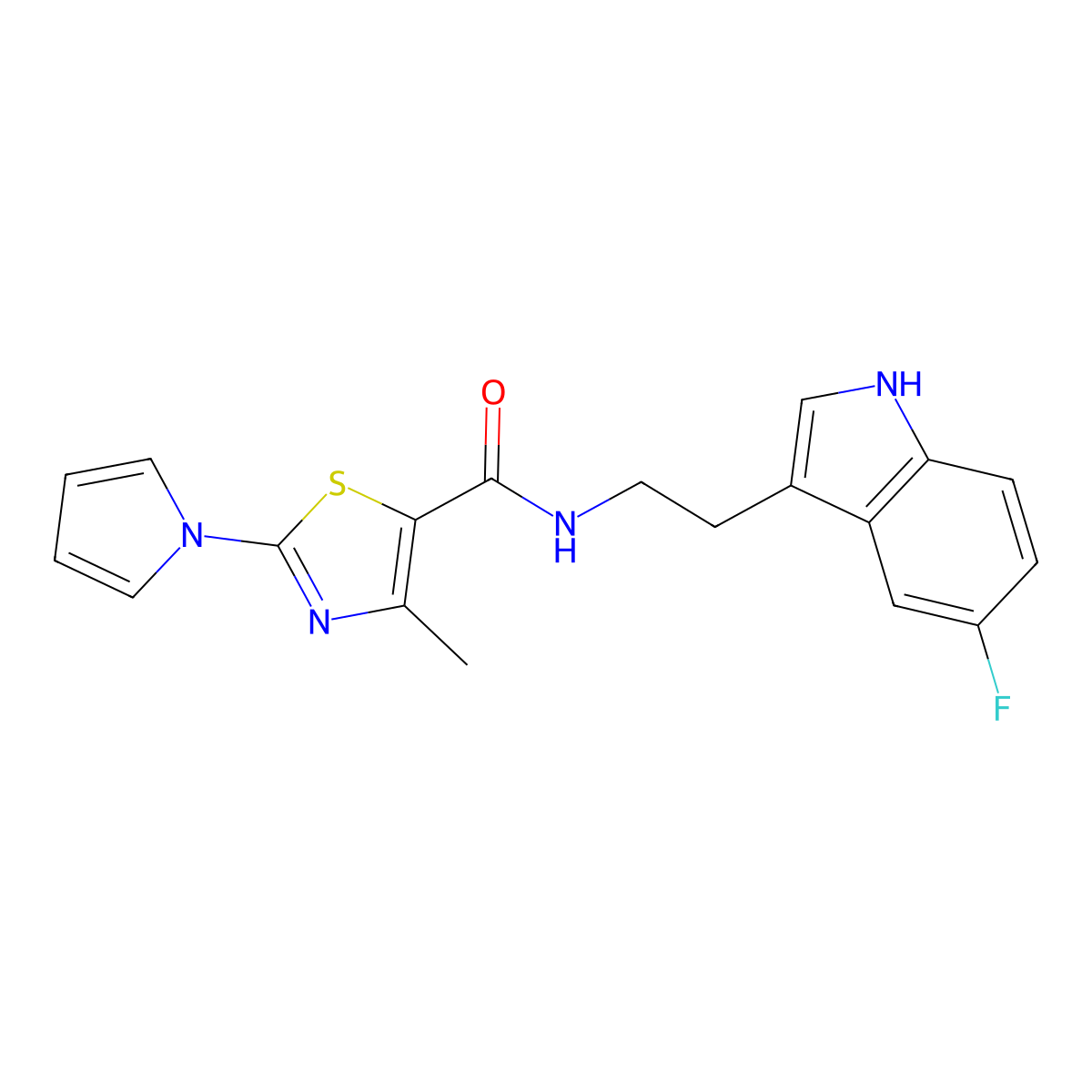 N-[2-(5-fluoro-1H-indol-3-yl)ethyl]-4-methyl-2-(1H-pyrrol-1-yl)-1,3-thiazole-5-carboxamide molecular structure, CAS 1010878-85-9