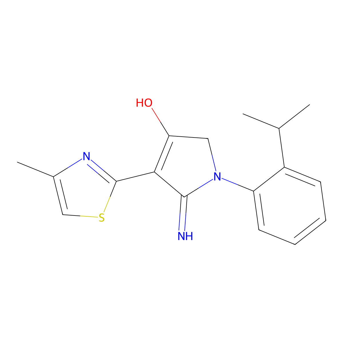 5-amino-1-(2-isopropylphenyl)-4-(4-methyl-1,3-thiazol-2-yl)-1,2-dihydro-3H-pyrrol-3-one molecular structure, CAS 1010878-94-0