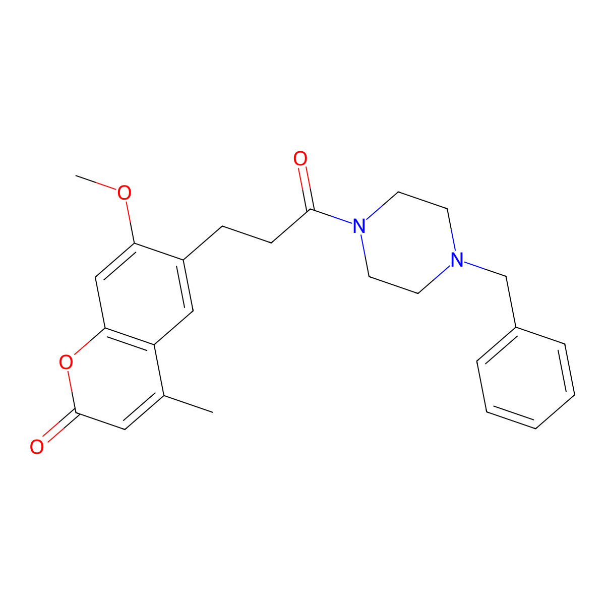 6-[3-(4-benzylpiperazin-1-yl)-3-oxopropyl]-7-methoxy-4-methyl-2H-chromen-2-one molecular structure, CAS 1010878-96-2