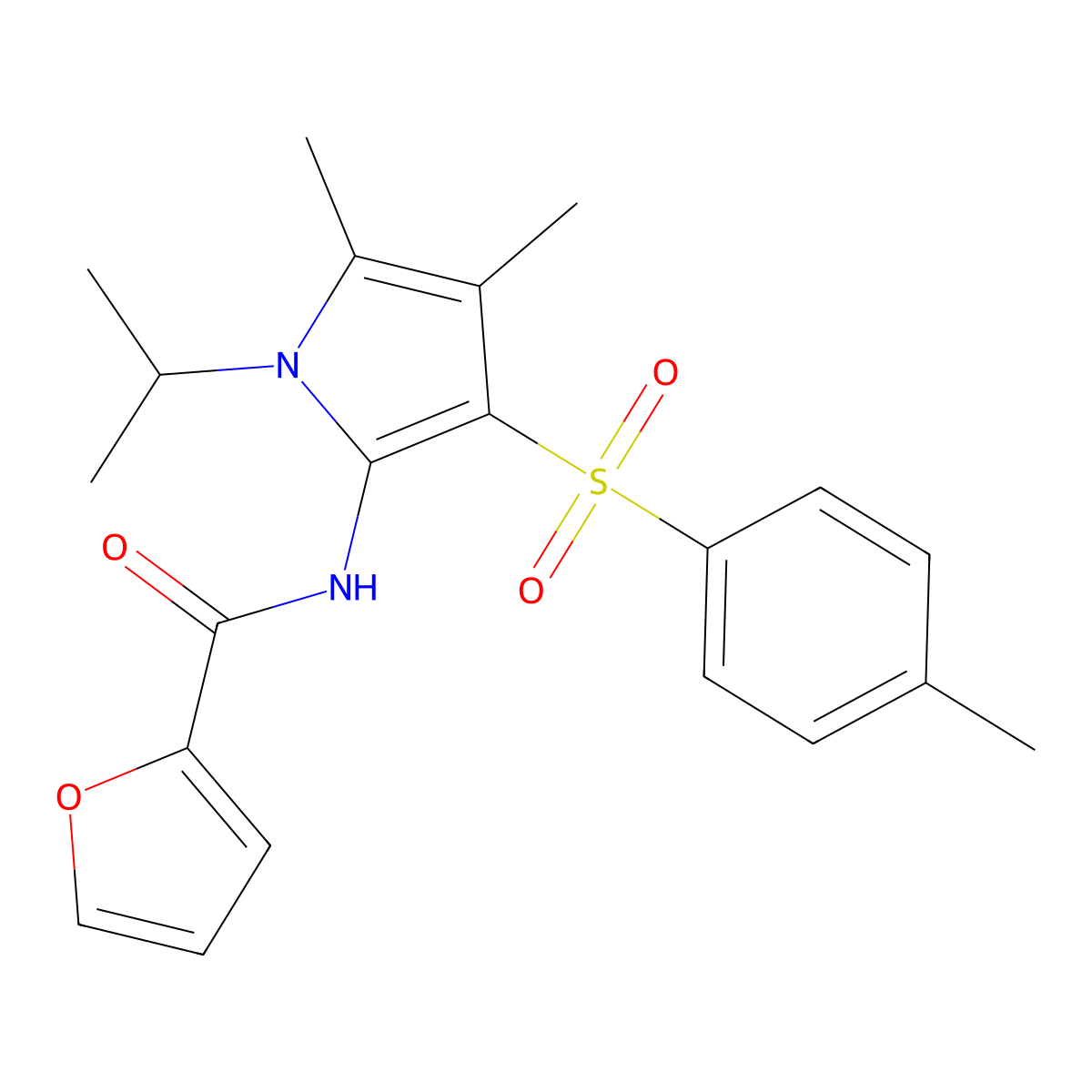 N-{4,5-dimethyl-3-[(4-methylphenyl)sulfonyl]-1-(propan-2-yl)-1H-pyrrol-2-yl}furan-2-carboxamide molecular structure, CAS 1010879-18-1