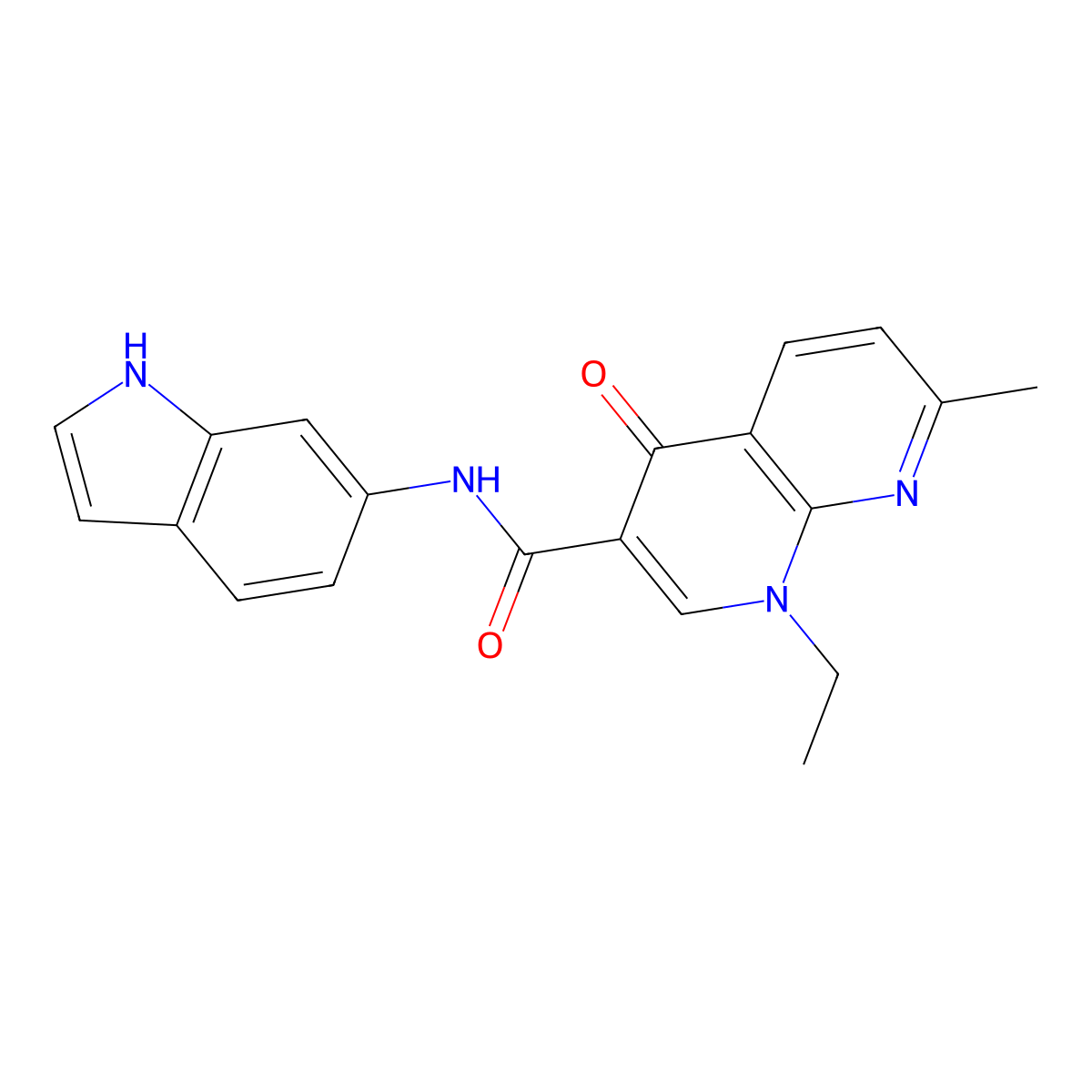 1-ethyl-N-(1H-indol-6-yl)-7-methyl-4-oxo-1,4-dihydro-1,8-naphthyridine-3-carboxamide molecular structure, CAS 1010879-26-1