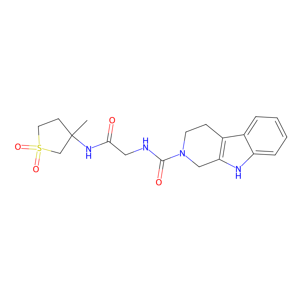 N-{2-[(3-methyl-1,1-dioxidotetrahydrothiophen-3-yl)amino]-2-oxoethyl}-1,3,4,9-tetrahydro-2H-beta-carboline-2-carboxamide molecular structure, CAS 1010879-35-2