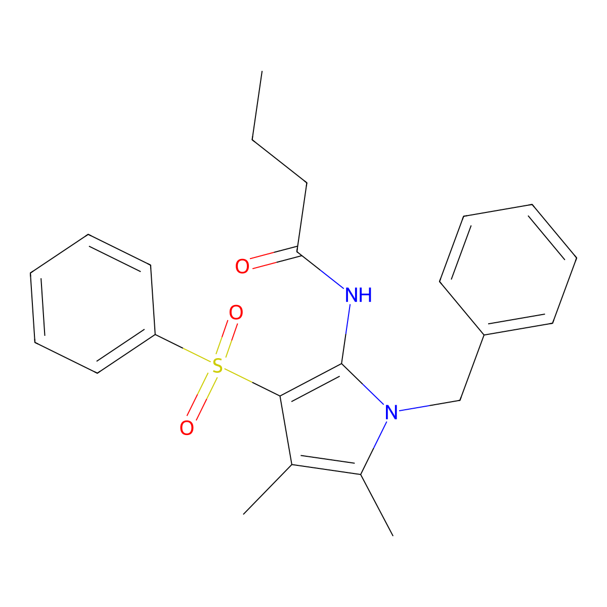 N-[1-benzyl-4,5-dimethyl-3-(phenylsulfonyl)-1H-pyrrol-2-yl]butanamide molecular structure, CAS 1010879-42-1