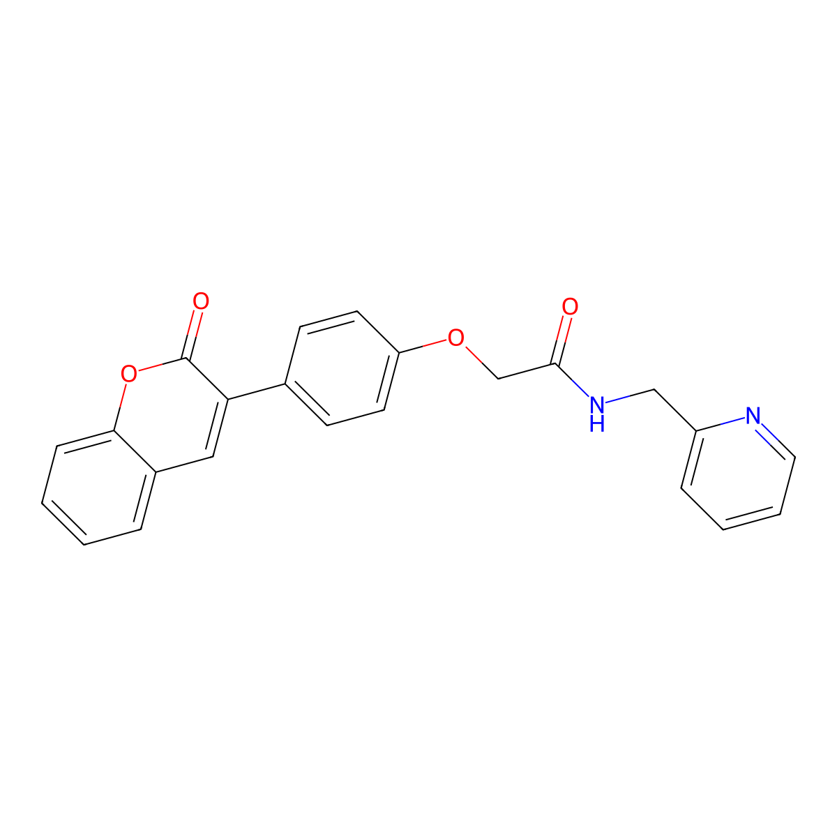 2-[4-(2-oxo-2H-chromen-3-yl)phenoxy]-N-(pyridin-2-ylmethyl)acetamide molecular structure, CAS 1010879-47-6