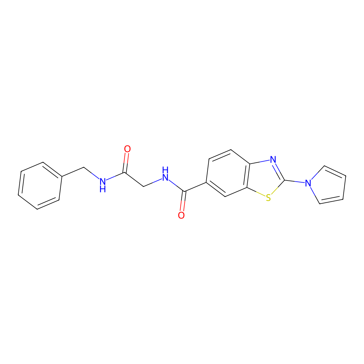 N-[2-(benzylamino)-2-oxoethyl]-2-(1H-pyrrol-1-yl)-1,3-benzothiazole-6-carboxamide molecular structure, CAS 1010879-52-3