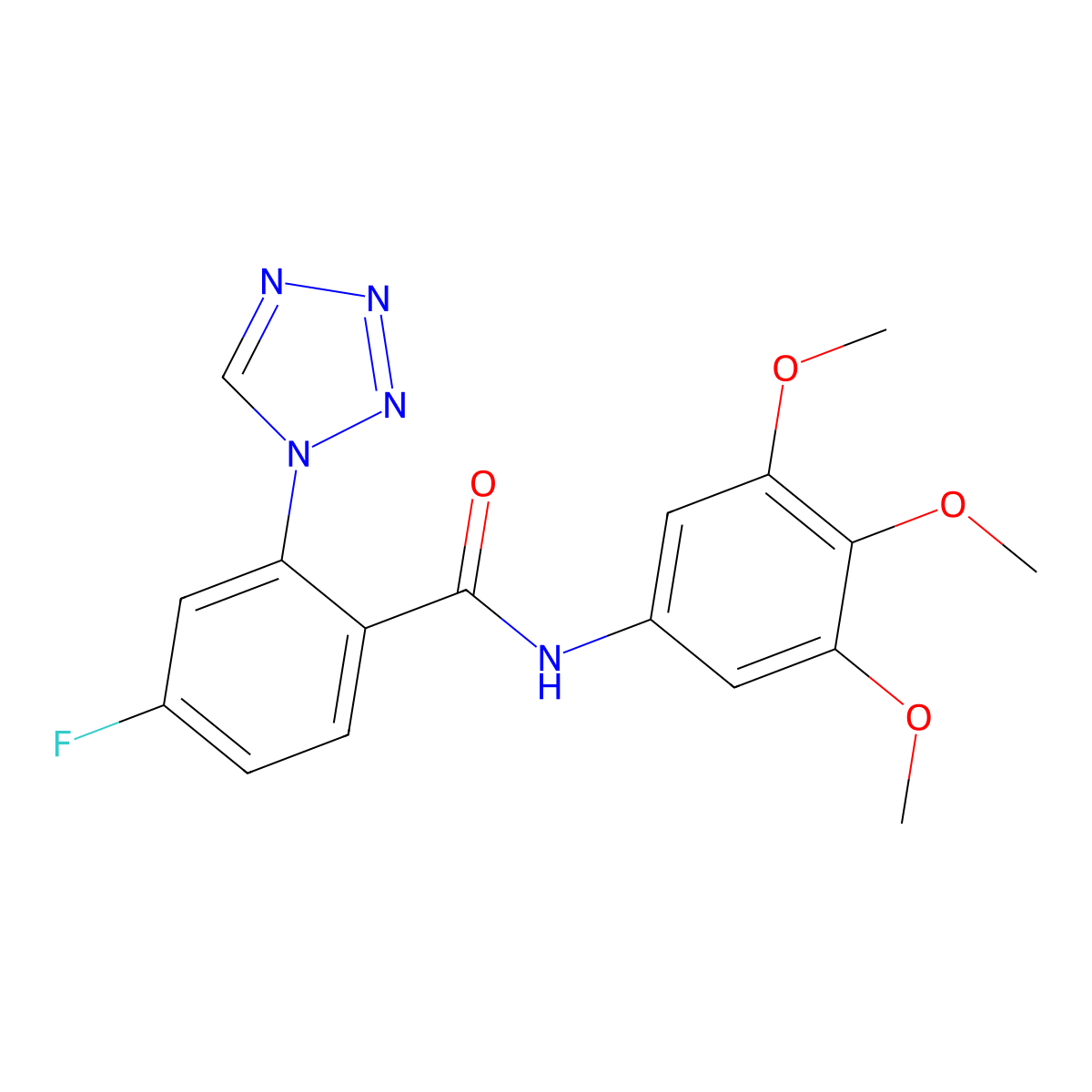 4-fluoro-2-(1H-tetrazol-1-yl)-N-(3,4,5-trimethoxyphenyl)benzamide molecular structure, CAS 1010879-72-7