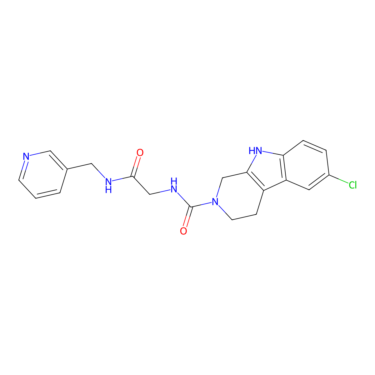6-chloro-N-{2-oxo-2-[(pyridin-3-ylmethyl)amino]ethyl}-1,3,4,9-tetrahydro-2H-beta-carboline-2-carboxamide molecular structure, CAS 1010879-73-8