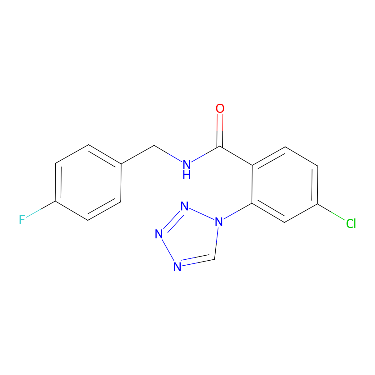 4-chloro-N-(4-fluorobenzyl)-2-(1H-tetrazol-1-yl)benzamide molecular structure, CAS 1010879-77-2