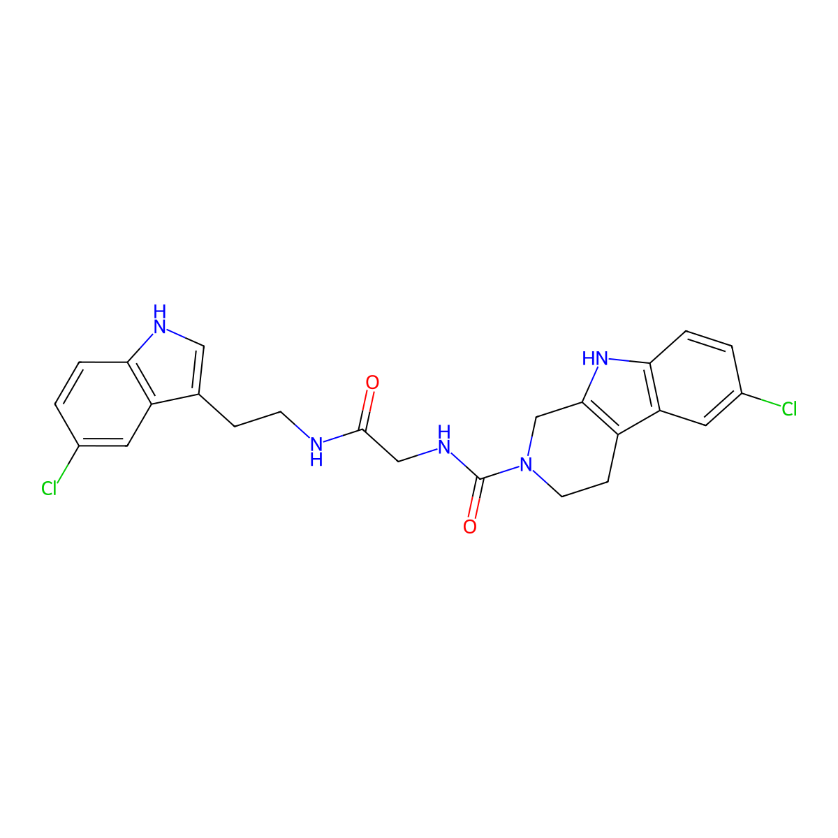 6-chloro-N-(2-{[2-(5-chloro-1H-indol-3-yl)ethyl]amino}-2-oxoethyl)-1,3,4,9-tetrahydro-2H-beta-carboline-2-carboxamide molecular structure, CAS 1010879-85-2