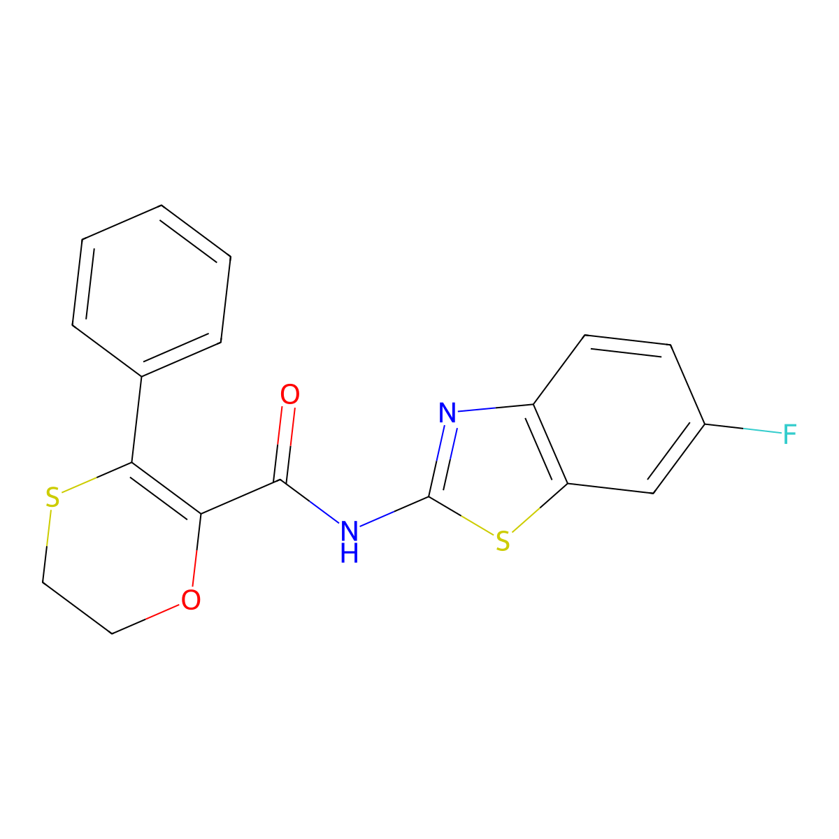 N-[(2E)-6-fluoro-1,3-benzothiazol-2(3H)-ylidene]-3-phenyl-5,6-dihydro-1,4-oxathiine-2-carboxamide molecular structure, CAS 1010880-03-1