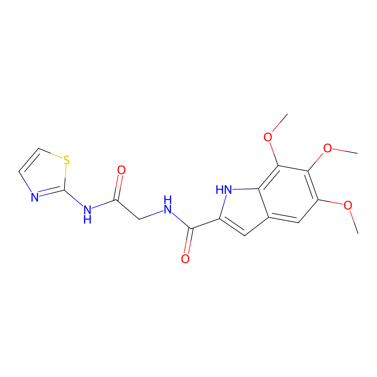 5,6,7-trimethoxy-N-[2-oxo-2-(1,3-thiazol-2-ylamino)ethyl]-1H-indole-2-carboxamide molecular structure, CAS 1010880-04-2