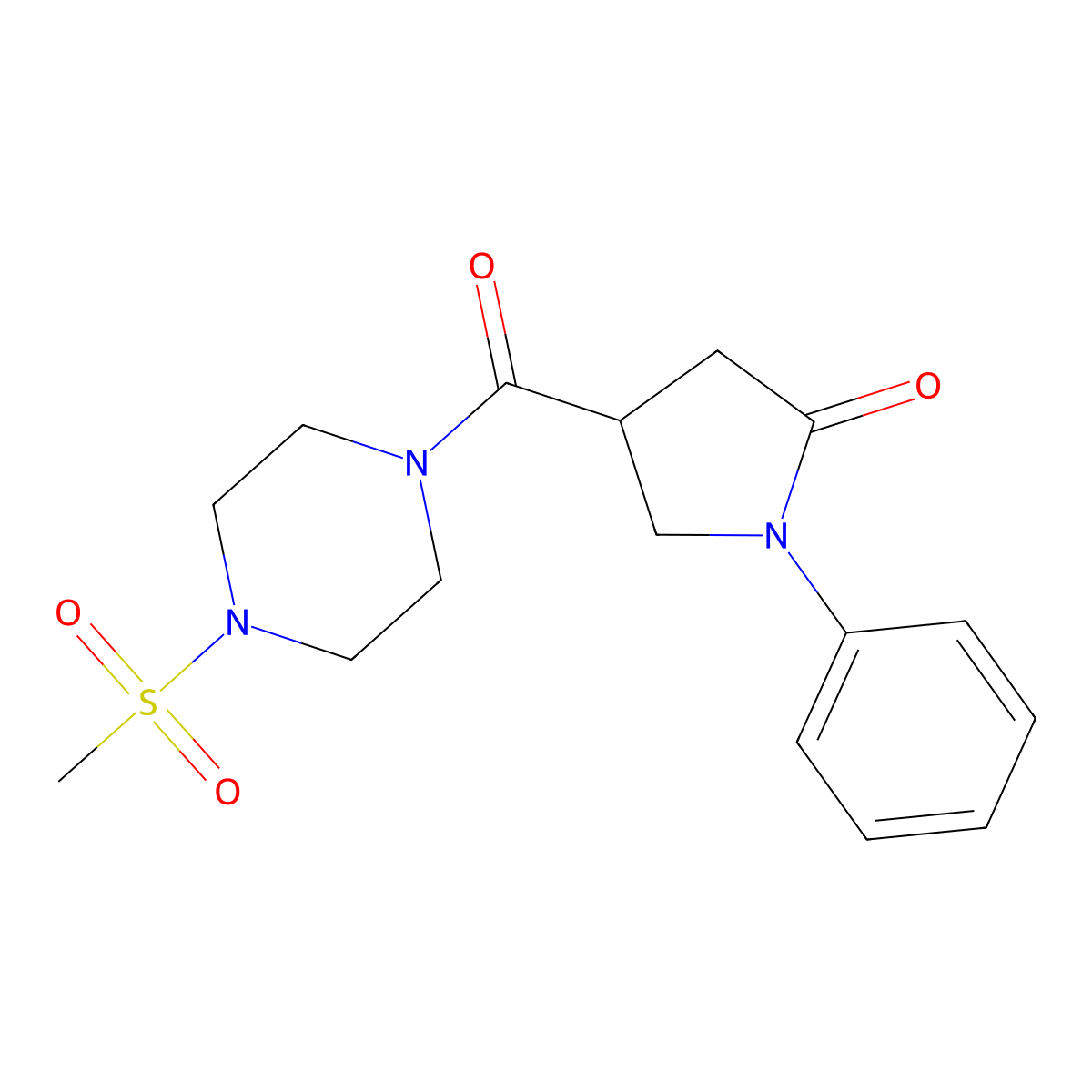 4-{[4-(Methylsulfonyl)piperazin-1-yl]carbonyl}-1-phenylpyrrolidin-2-one molecular structure, CAS 1010880-05-3