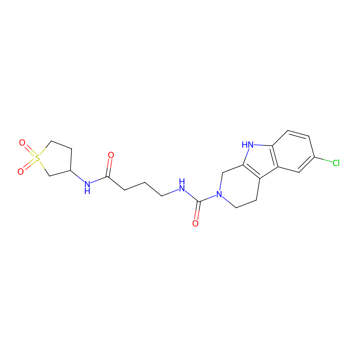 6-chloro-N-{4-[(1,1-dioxidotetrahydrothiophen-3-yl)amino]-4-oxobutyl}-1,3,4,9-tetrahydro-2H-beta-carboline-2-carboxamide molecular structure, CAS 1010880-14-4
