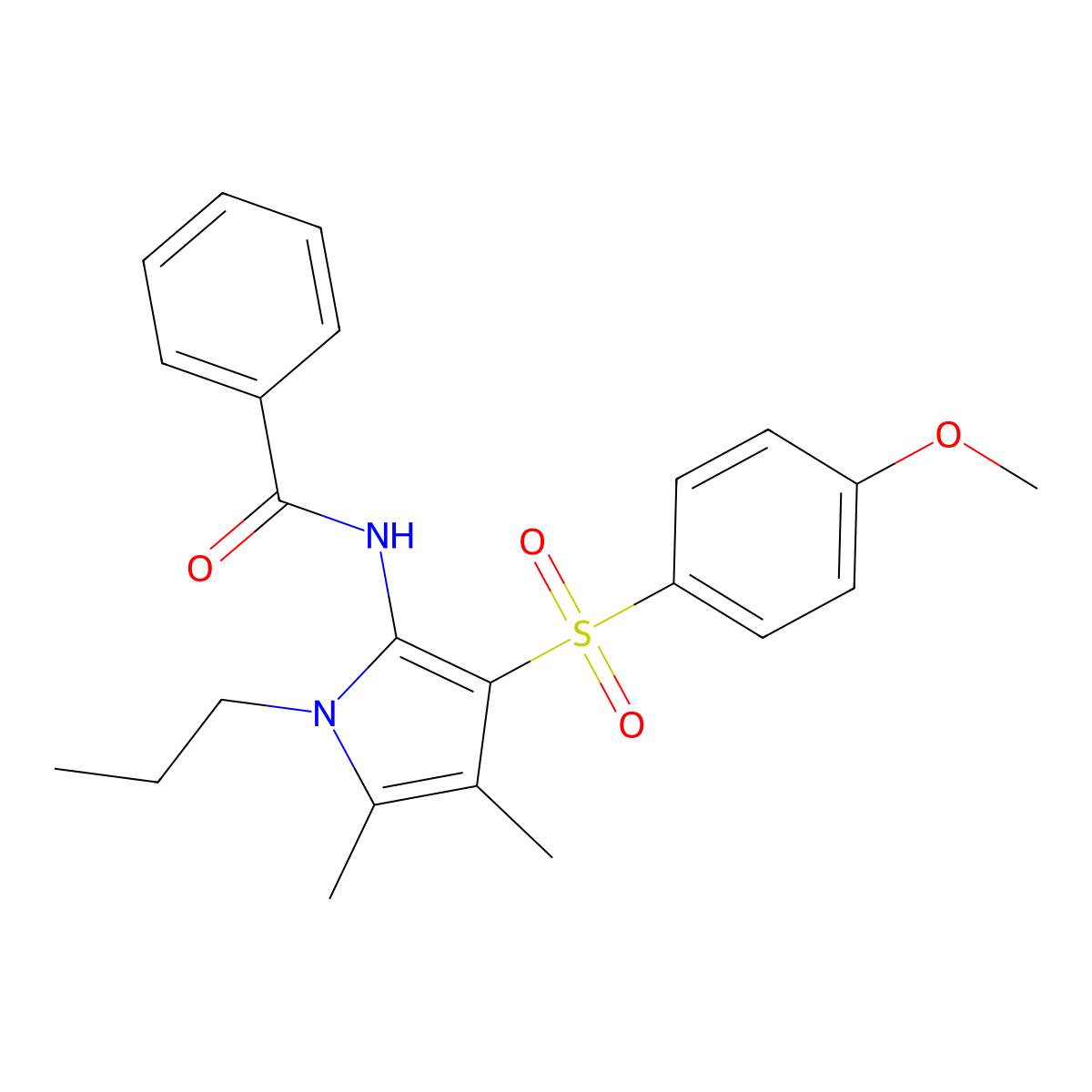 N-{3-[(4-methoxyphenyl)sulfonyl]-4,5-dimethyl-1-propyl-1H-pyrrol-2-yl}benzamide molecular structure, CAS 1010880-48-4