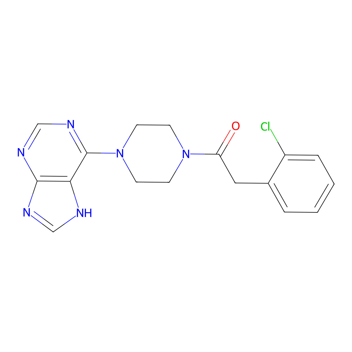2-(2-chlorophenyl)-1-[4-(9H-purin-6-yl)piperazin-1-yl]ethanone molecular structure, CAS 1010880-54-2