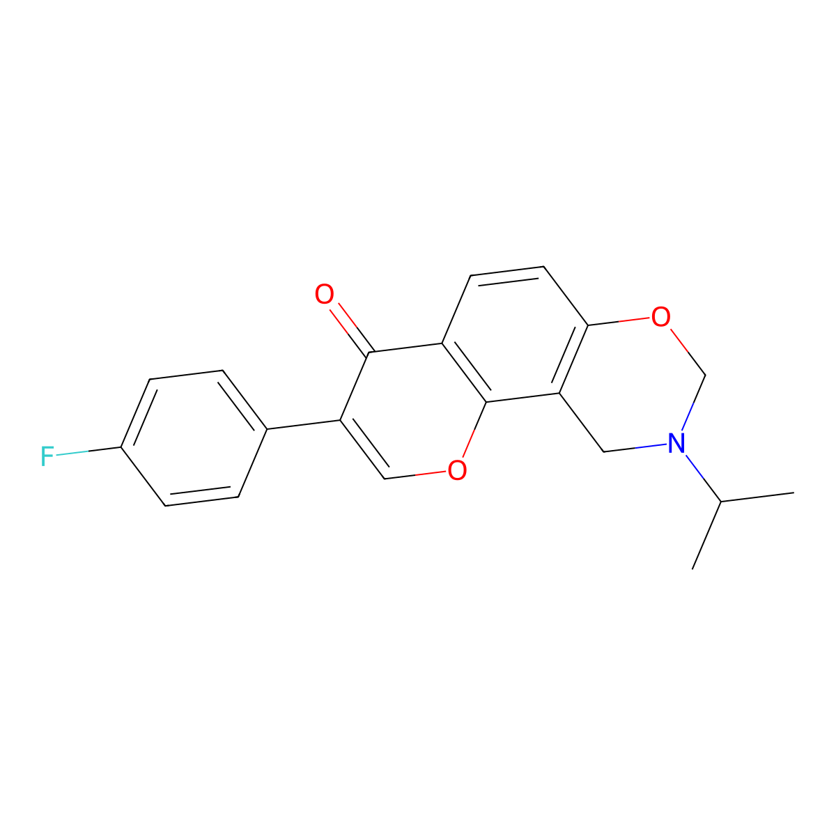 3-(4-fluorophenyl)-9-isopropyl-9,10-dihydrochromeno[8,7-e][1,3]oxazin-4(8H)-one molecular structure, CAS 1010880-76-8