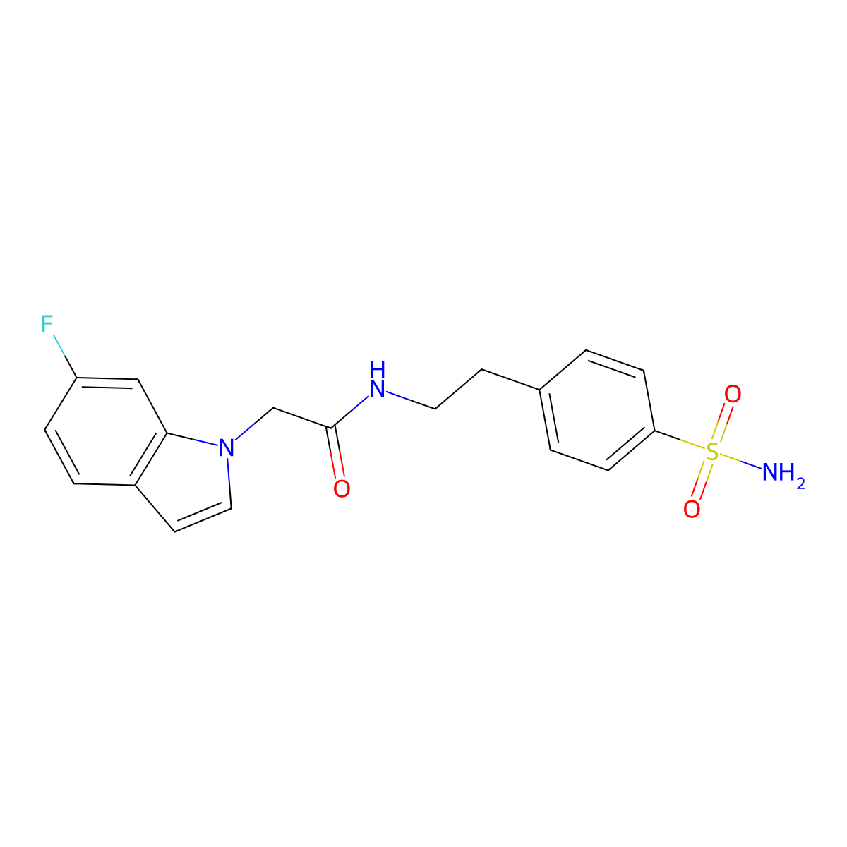 2-(6-fluoro-1H-indol-1-yl)-N-[2-(4-sulfamoylphenyl)ethyl]acetamide molecular structure, CAS 1010881-00-1