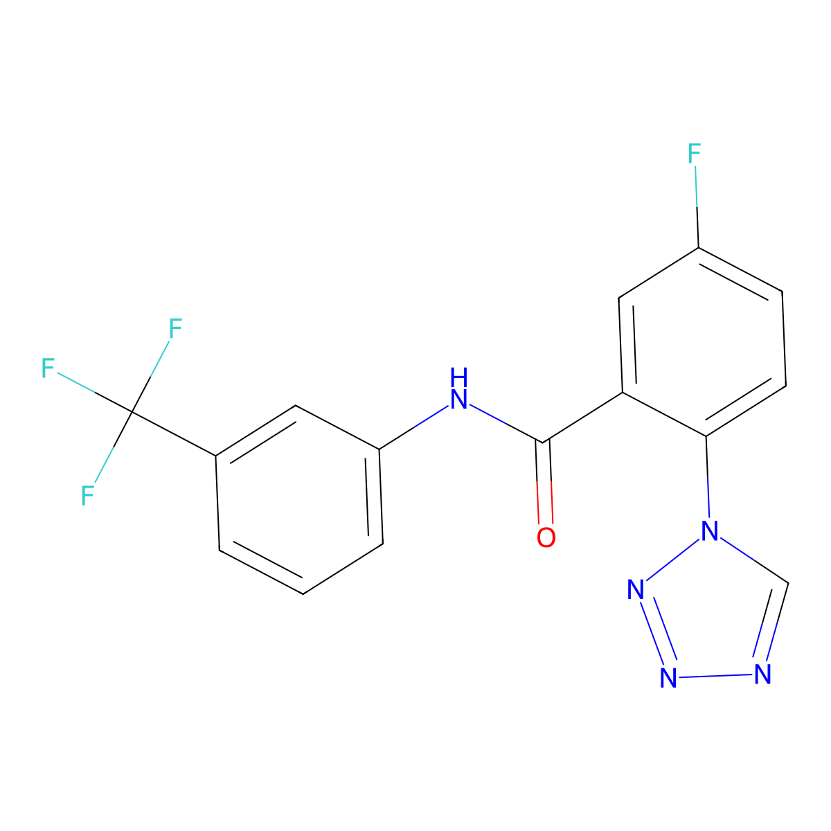 5-fluoro-2-(1H-tetrazol-1-yl)-N-[3-(trifluoromethyl)phenyl]benzamide molecular structure, CAS 1010881-08-9
