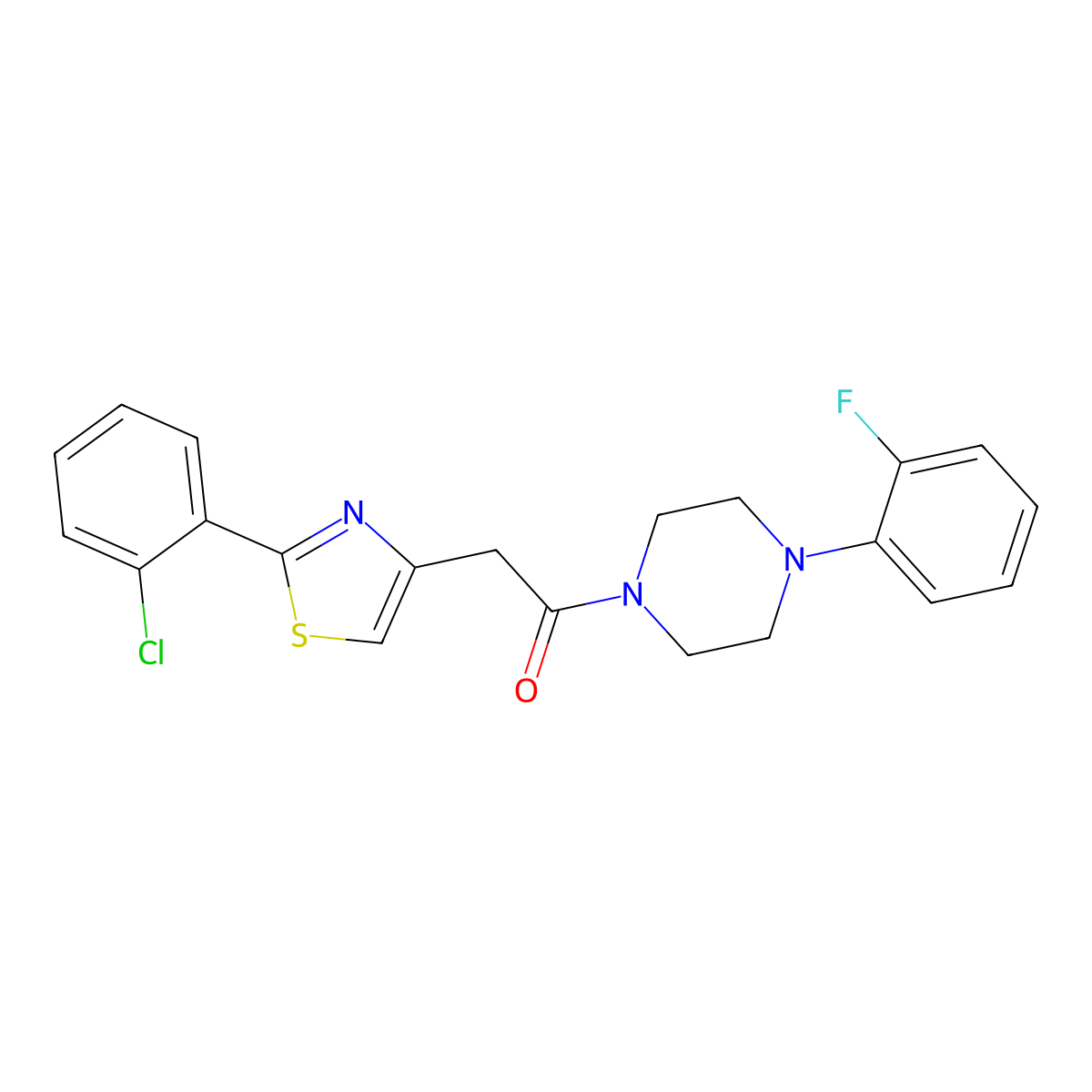 2-[2-(2-Chlorophenyl)-1,3-thiazol-4-yl]-1-[4-(2-fluorophenyl)piperazin-1-yl]ethanone molecular structure, CAS 1010881-17-0