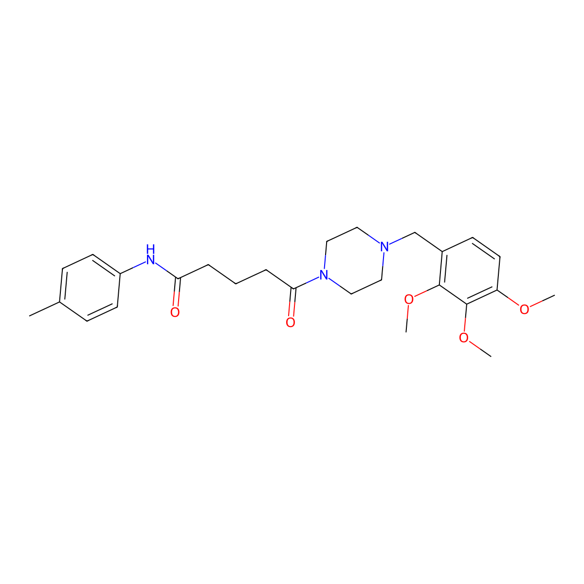 N-(4-methylphenyl)-5-oxo-5-[4-(2,3,4-trimethoxybenzyl)piperazin-1-yl]pentanamide molecular structure, CAS 1010881-18-1