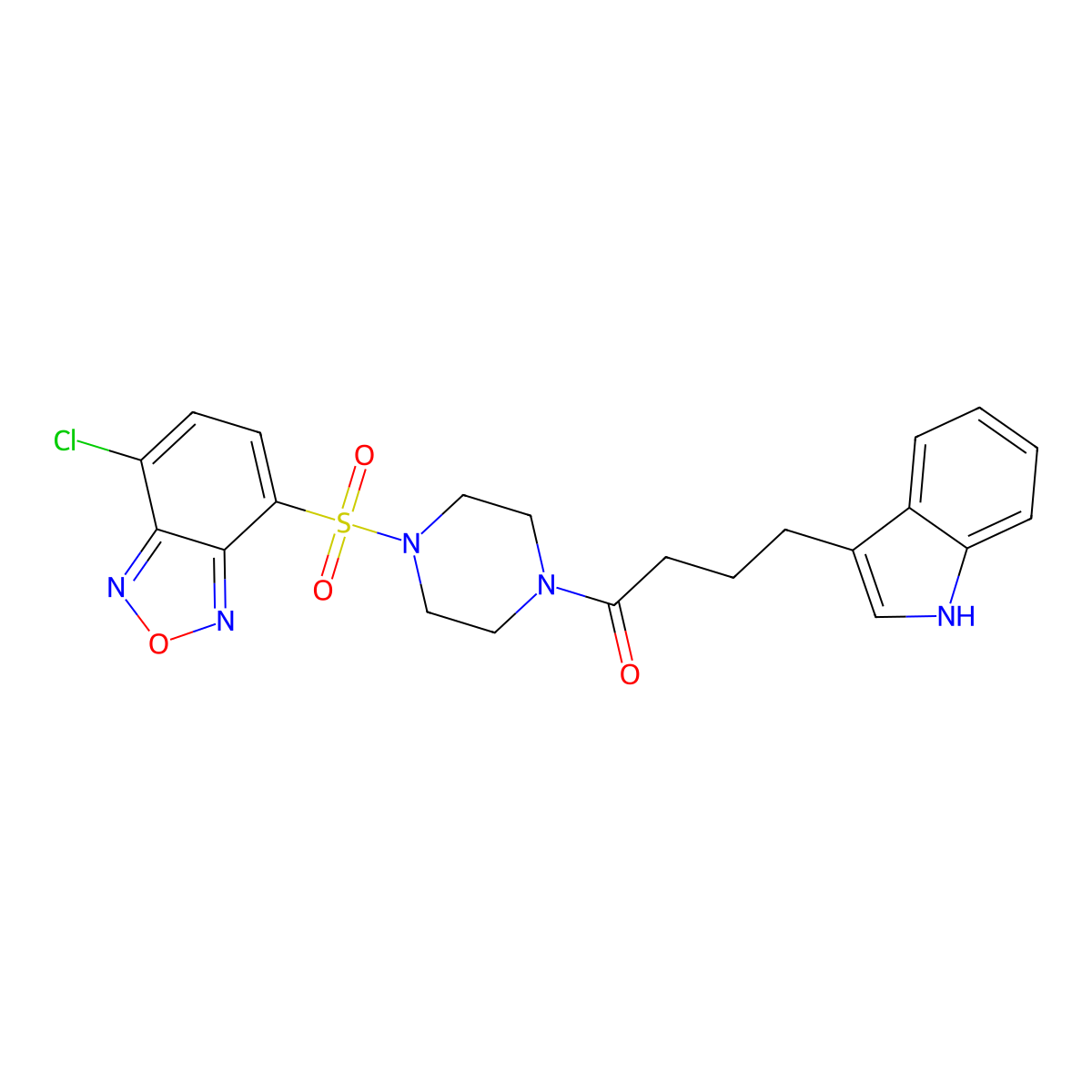 1-{4-[(7-chloro-2,1,3-benzoxadiazol-4-yl)sulfonyl]piperazin-1-yl}-4-(1H-indol-3-yl)butan-1-one molecular structure, CAS 1010881-20-5
