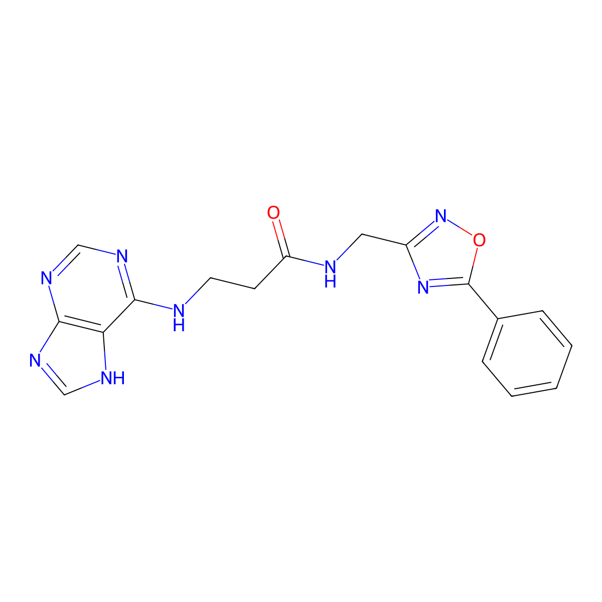 N-[(5-phenyl-1,2,4-oxadiazol-3-yl)methyl]-N~3~-7H-purin-6-yl-beta-alaninamide molecular structure, CAS 1010881-21-6