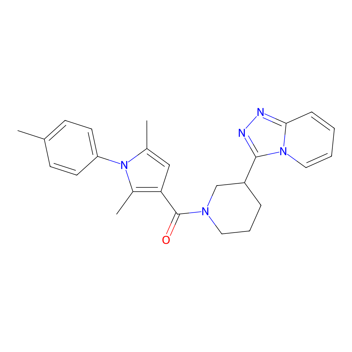 [2,5-Dimethyl-1-(4-methylphenyl)-1H-pyrrol-3-yl][3-(1,2,4-triazolo[4,3-a]pyridin-3-yl)-1-piperidinyl]methanone molecular structure, CAS 1010881-23-8