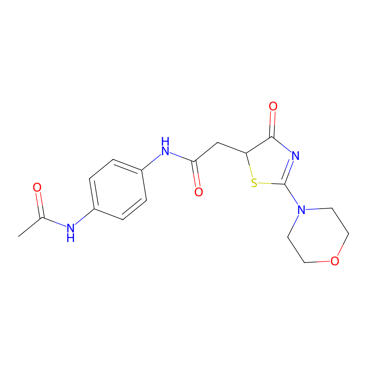 N-[4-(acetylamino)phenyl]-2-[2-(morpholin-4-yl)-4-oxo-4,5-dihydro-1,3-thiazol-5-yl]acetamide molecular structure, CAS 1010881-29-4
