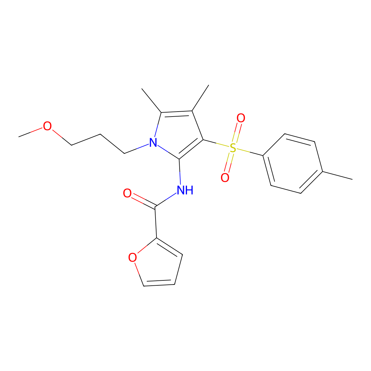 N-{1-(3-methoxypropyl)-4,5-dimethyl-3-[(4-methylphenyl)sulfonyl]-1H-pyrrol-2-yl}furan-2-carboxamide molecular structure, CAS 1010881-31-8