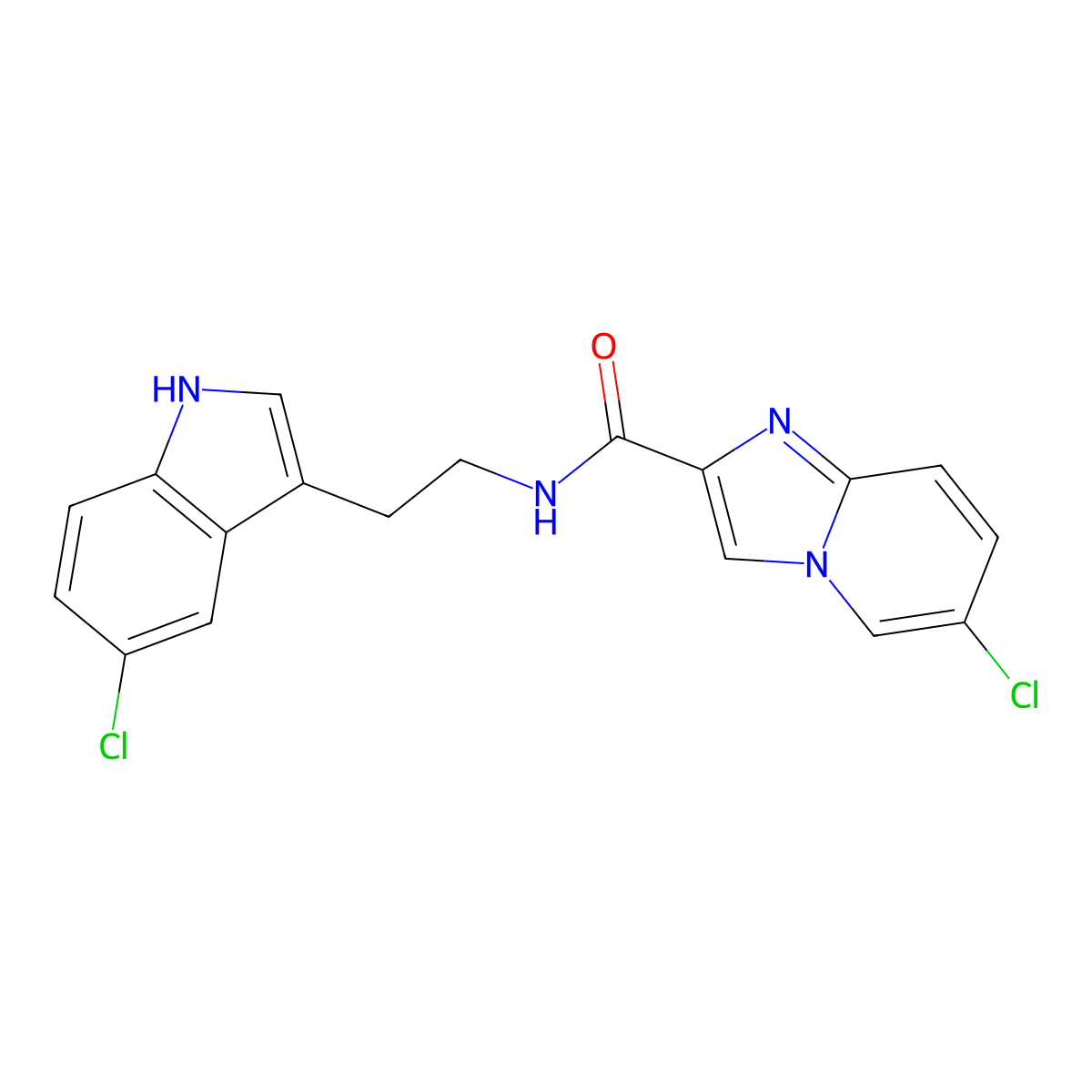 6-chloro-N-[2-(5-chloro-1H-indol-3-yl)ethyl]imidazo[1,2-a]pyridine-2-carboxamide molecular structure, CAS 1010881-40-9