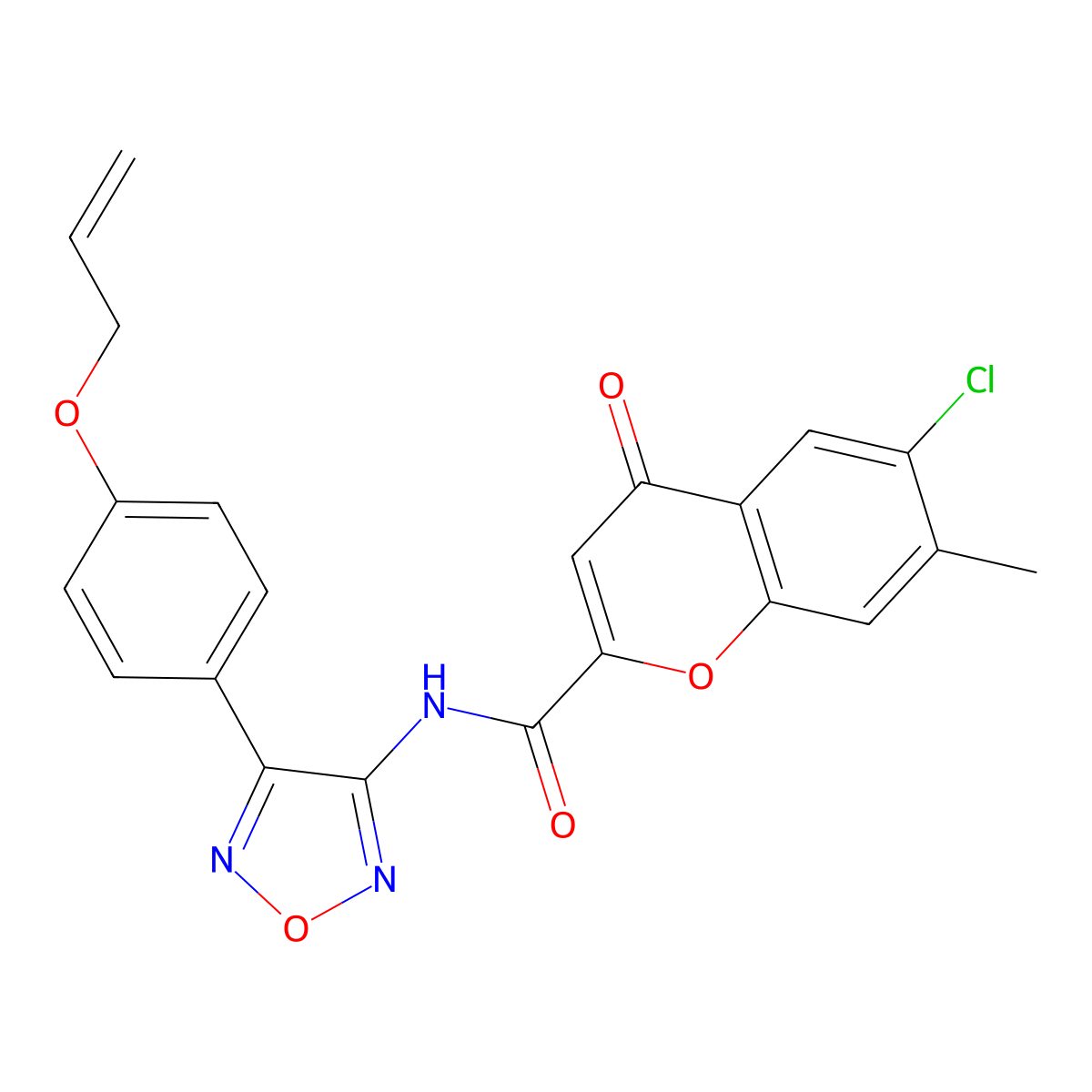 6-chloro-7-methyl-4-oxo-N-{4-[4-(prop-2-en-1-yloxy)phenyl]-1,2,5-oxadiazol-3-yl}-4H-chromene-2-carboxamide molecular structure, CAS 1010881-48-7