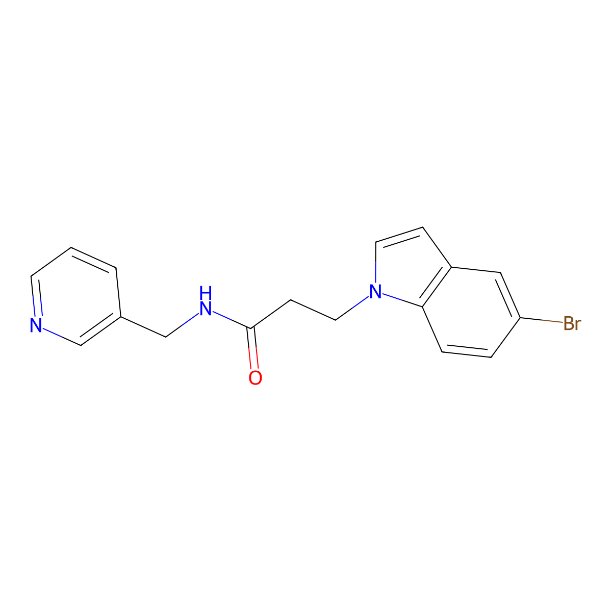 3-(5-bromo-1H-indol-1-yl)-N-(pyridin-3-ylmethyl)propanamide molecular structure, CAS 1010881-56-7