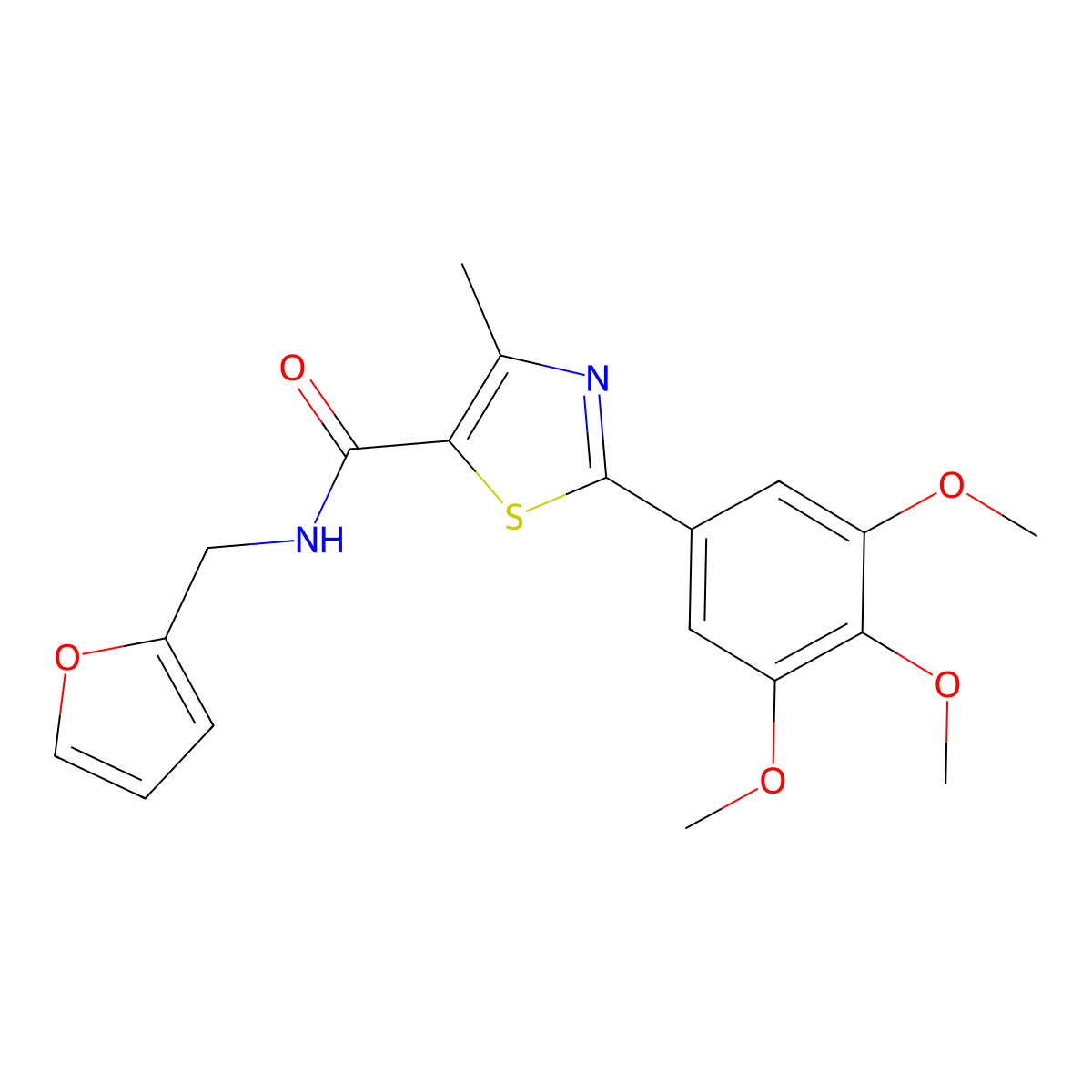 N-(2-furylmethyl)-4-methyl-2-(3,4,5-trimethoxyphenyl)-1,3-thiazole-5-carboxamide molecular structure, CAS 1010881-61-4