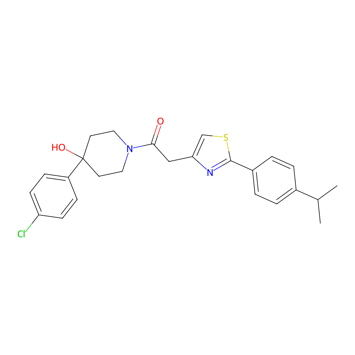 1-[4-(4-Chlorophenyl)-4-hydroxypiperidino]-2-[2-(4-isopropylphenyl)-1,3-thiazol-4-yl]-1-ethanone molecular structure, CAS 1010881-63-6