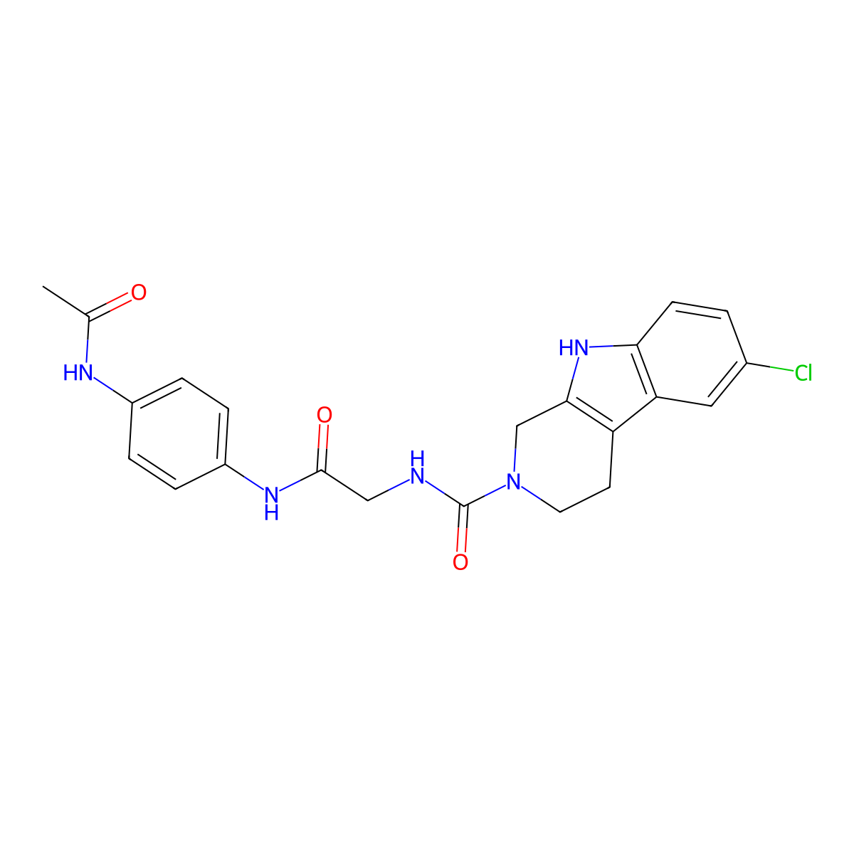 N-(2-{[4-(acetylamino)phenyl]amino}-2-oxoethyl)-6-chloro-1,3,4,9-tetrahydro-2H-beta-carboline-2-carboxamide molecular structure, CAS 1010881-67-0