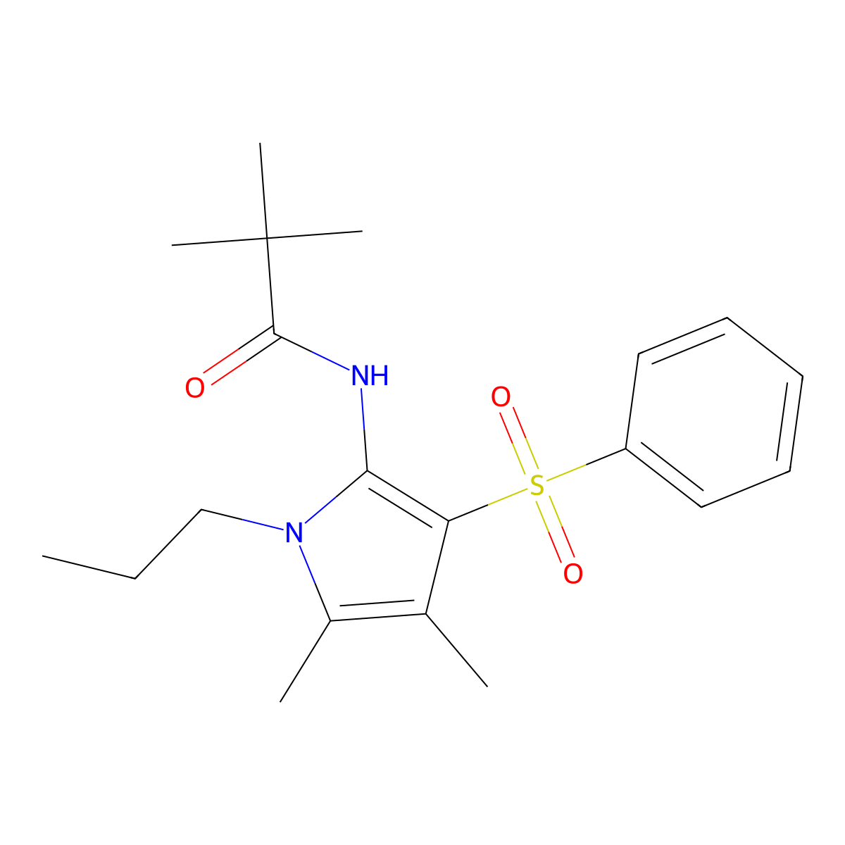 N-[4,5-dimethyl-3-(phenylsulfonyl)-1-propyl-1H-pyrrol-2-yl]-2,2-dimethylpropanamide molecular structure, CAS 1010881-89-6