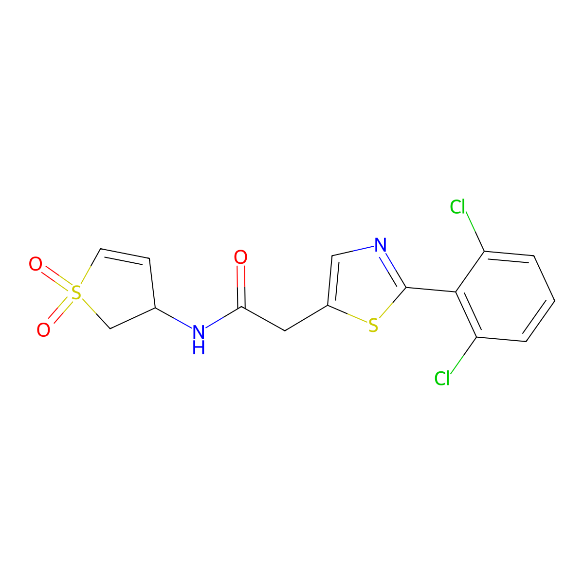 2-[2-(2,6-dichlorophenyl)-1,3-thiazol-5-yl]-N-(1,1-dioxido-2,3-dihydrothiophen-3-yl)acetamide molecular structure, CAS 1010882-02-6