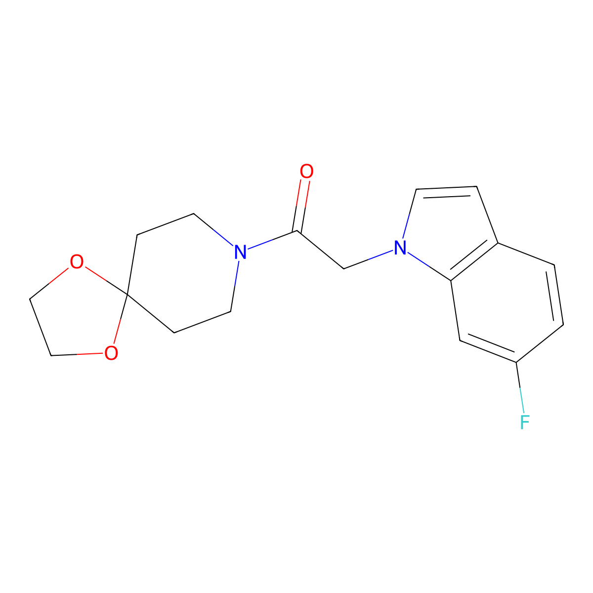 8-[(6-fluoro-1H-indol-1-yl)acetyl]-1,4-dioxa-8-azaspiro[4.5]decane molecular structure, CAS 1010882-22-0
