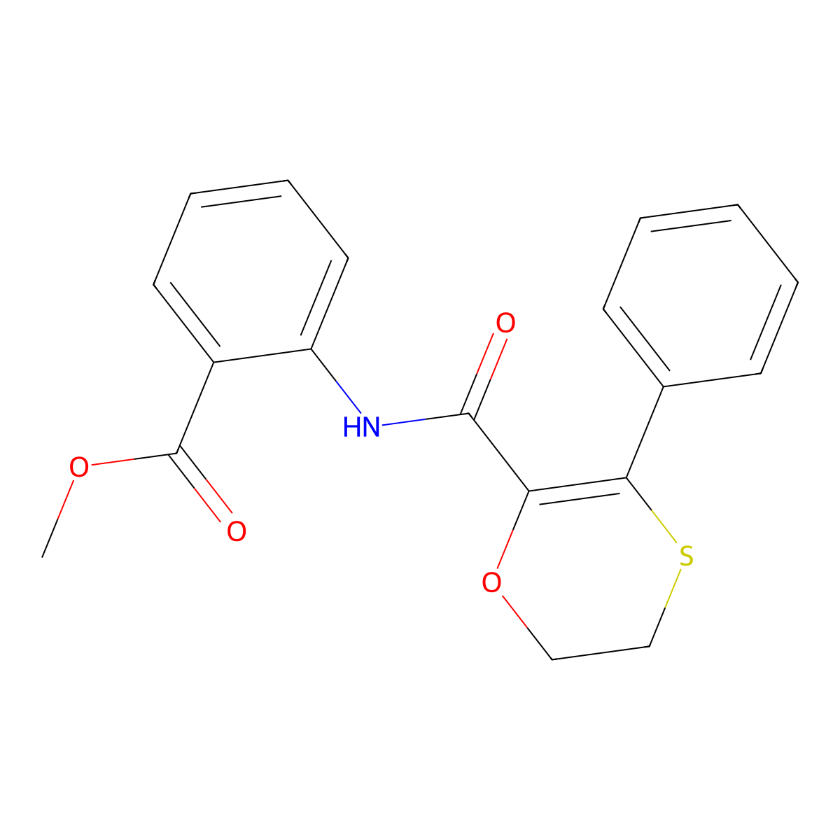 Methyl 2-{[(3-phenyl-5,6-dihydro-1,4-oxathiin-2-yl)carbonyl]amino}benzoate molecular structure, CAS 1010882-40-2