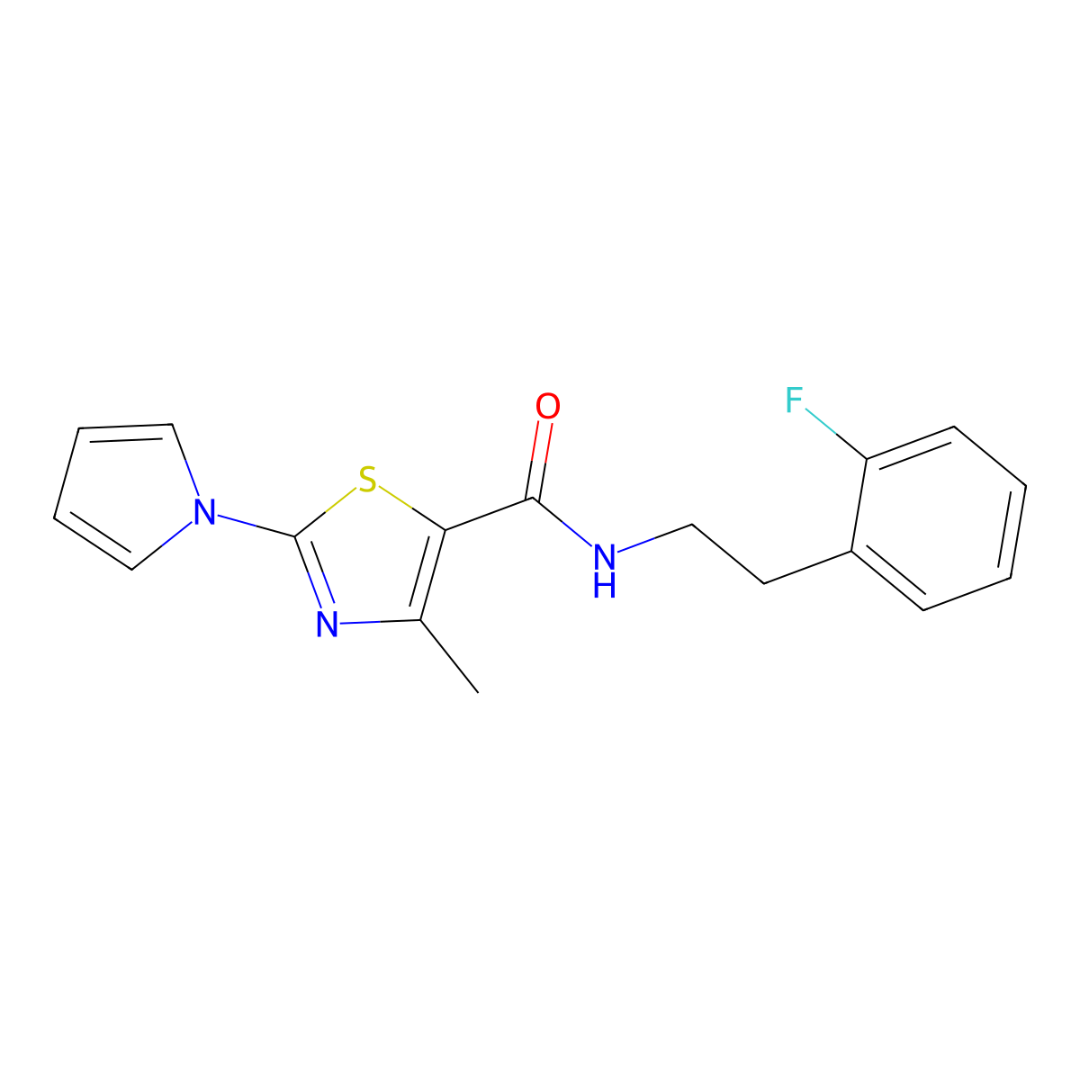 N-[2-(2-fluorophenyl)ethyl]-4-methyl-2-(1H-pyrrol-1-yl)-1,3-thiazole-5-carboxamide molecular structure, CAS 1010882-49-1