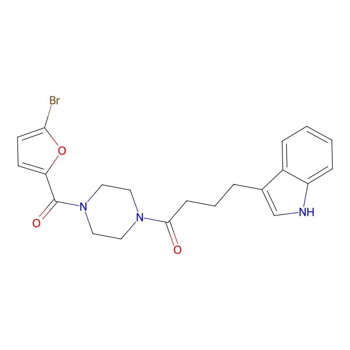 1-{4-[(5-bromofuran-2-yl)carbonyl]piperazin-1-yl}-4-(1H-indol-3-yl)butan-1-one molecular structure, CAS 1010882-50-4