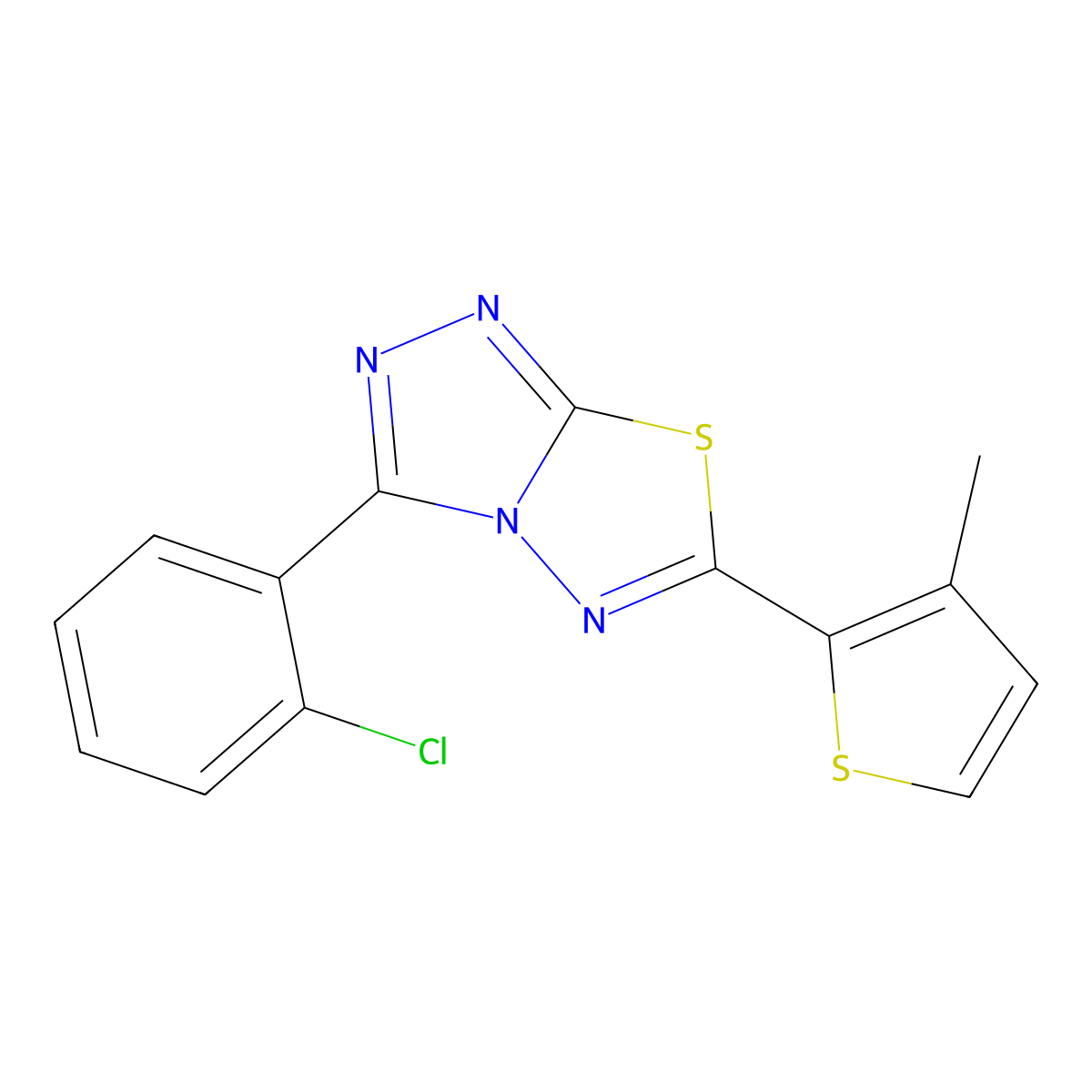 3-(2-Chlorophenyl)-6-(3-methylthiophen-2-yl)-[1,2,4]triazolo[3,4-b][1,3,4]thiadiazole molecular structure, CAS 1010882-54-8