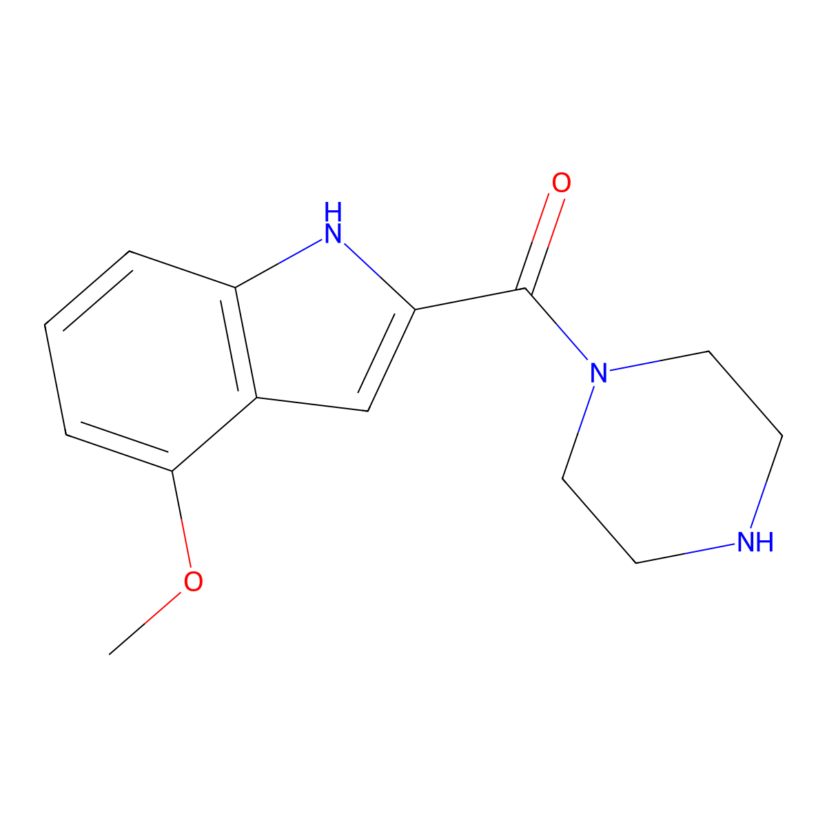 (4-methoxy-1H-indol-2-yl)(piperazin-1-yl)methanone molecular structure, CAS 1010882-55-9
